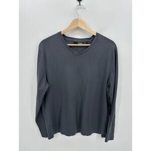 Murano Liquid Cotton Long Sleeve‎ Shirt Women XL Dark Gray Cotton V-Neck